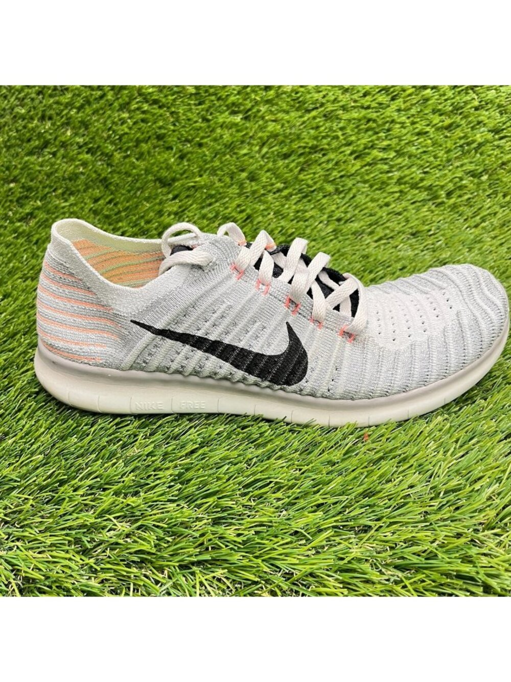 Nike Free RN Flyknit Womens Size 8.5 Gray Black Athletic Running Shoes Sneakers